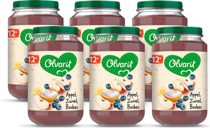 Olvarit Fruithapje 12+ Maanden – Appel Yoghurt Bosbes- 6 x 200g