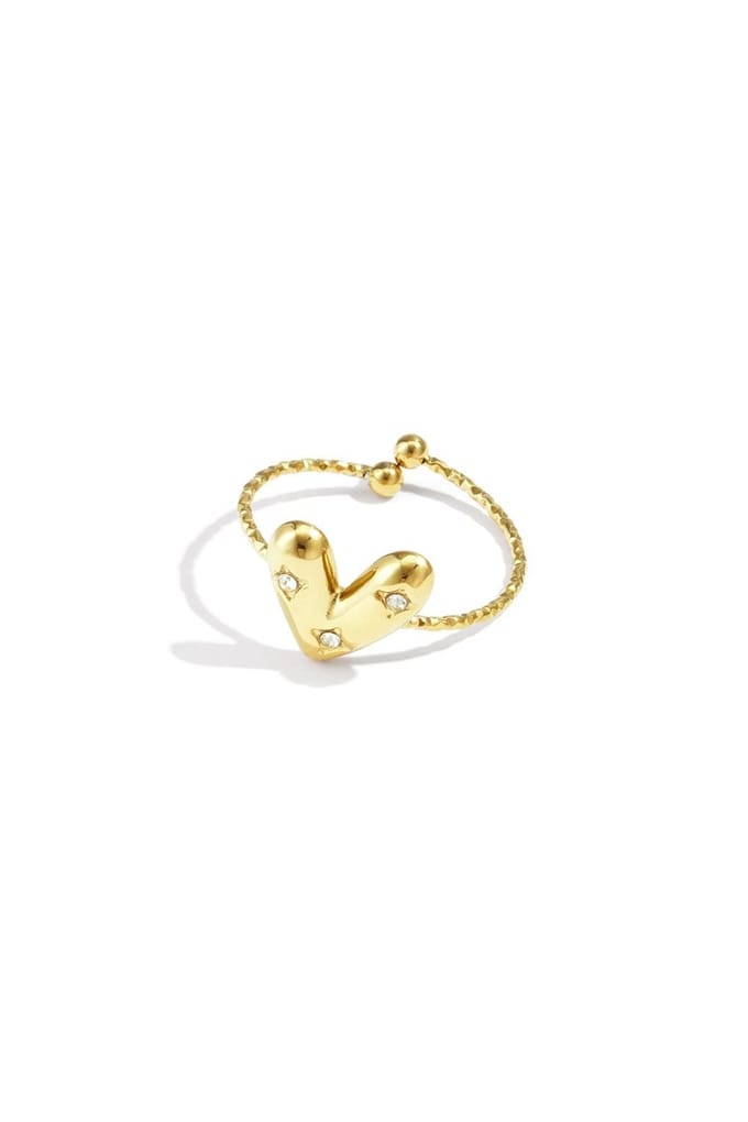 Bijoutheek Ring (Sieraad) Hartje Steentjes Goud