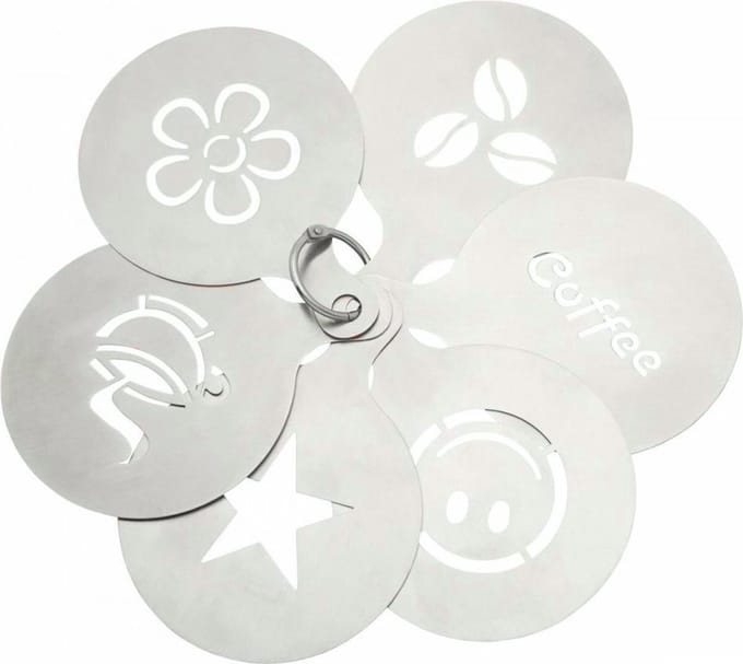 cappuccino Sjablonen Coffee Stencils - RVS - Set van 6