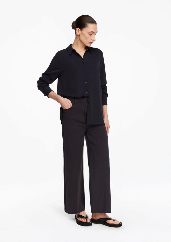 Hoge Taille Wide Leg Jeans met Opgestikte Zakken Dames COMMA
