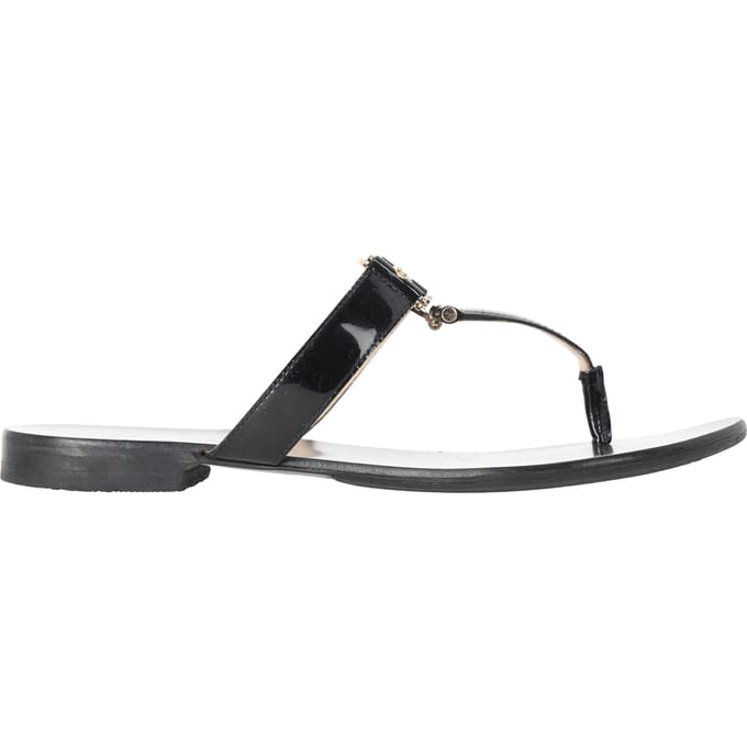 Versace Medusa Logo-Plaque Sleehak Sandalen in Zwart Leer
