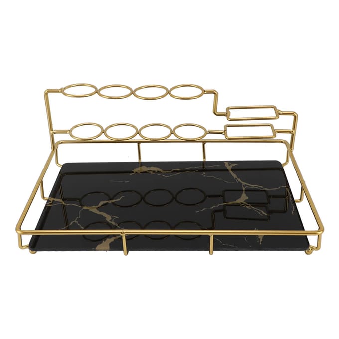 Elektrische Tandenborstelhouder Multifunctioneel Licht Luxe Elegant Steennerf Tandenborstel Tandpasta Organizer voor Aanrecht zwart