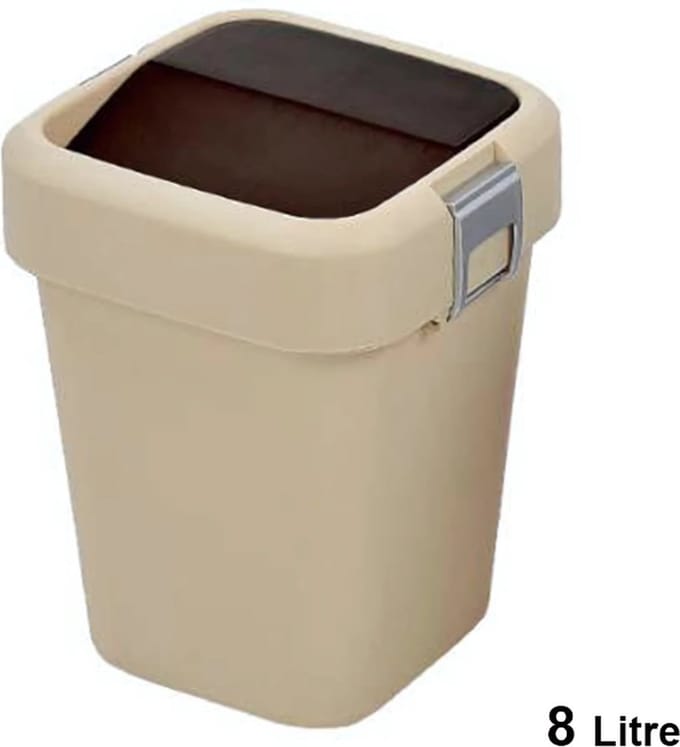 Tiss® - Comfort Dust Bin Afvalbak 8,lt - Prullenbak - Afvalscheiding - Kitchware- Gemaakt van Gerecycled Plastic - Crème