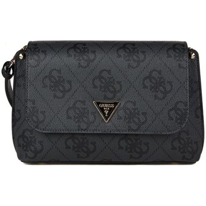 GUESS schoudertas Meridian II Flap Crossbody Bag Coal Logo donkergrijs