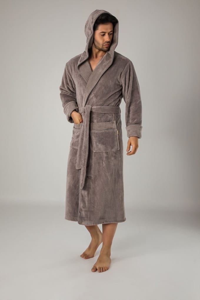 Heren Bamboe Katoen Badjas Olivier / Beige / maat M