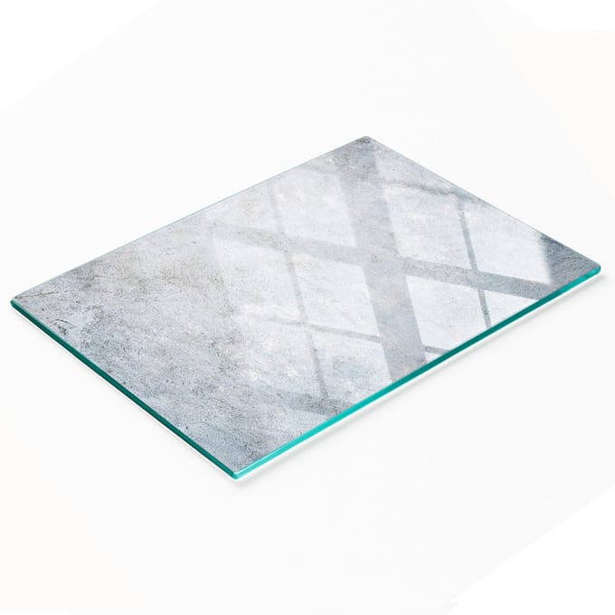 Serveerplank van gehard glas met betonmotief, 80x52 cm
