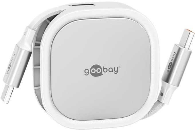 Goobay USB-C uittrekbare kabel | USB2.0 | 15W | wit | 1 meter