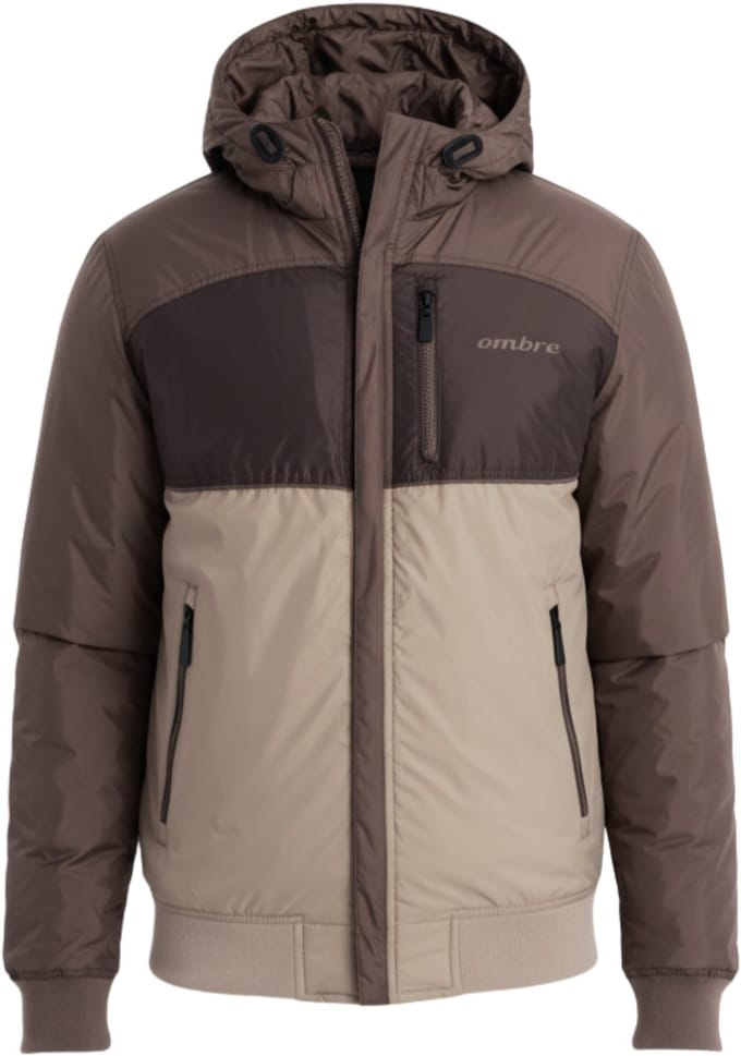 OMBRE Jas - Rits - Effen Beige / Donkerbruin M