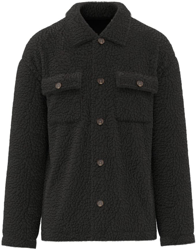 Spasso Uniseks sherpa-overshirt met afhangende schouders SP508 - Black - M