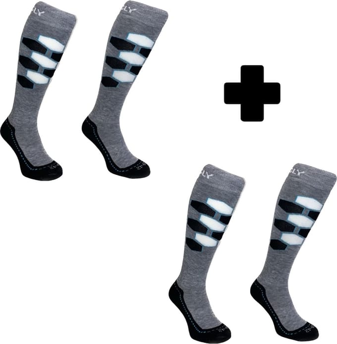 Hingly Skisokken 2-pack HexaSki Grijs - Zwart 43-46