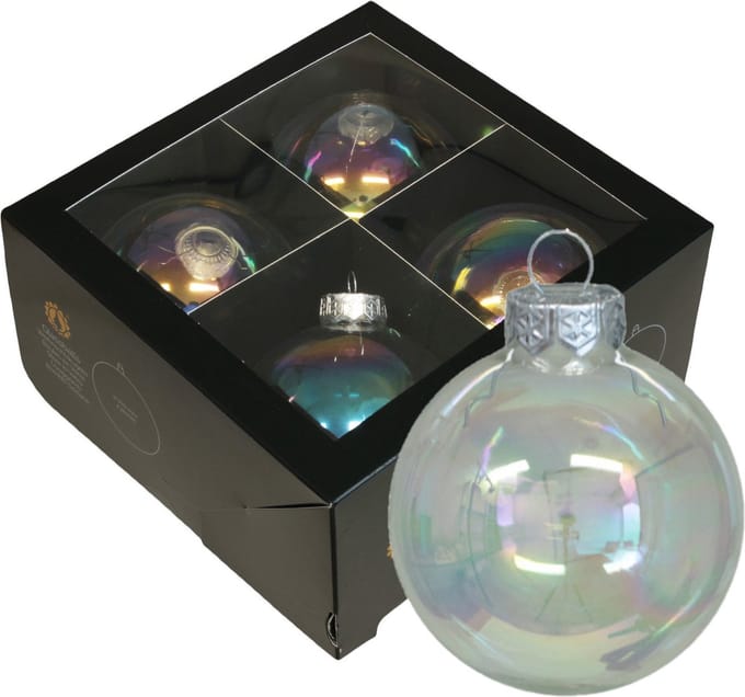 Othmar Decorations Kerstballen - 4x - transparant parelmoer - glas -10 cm