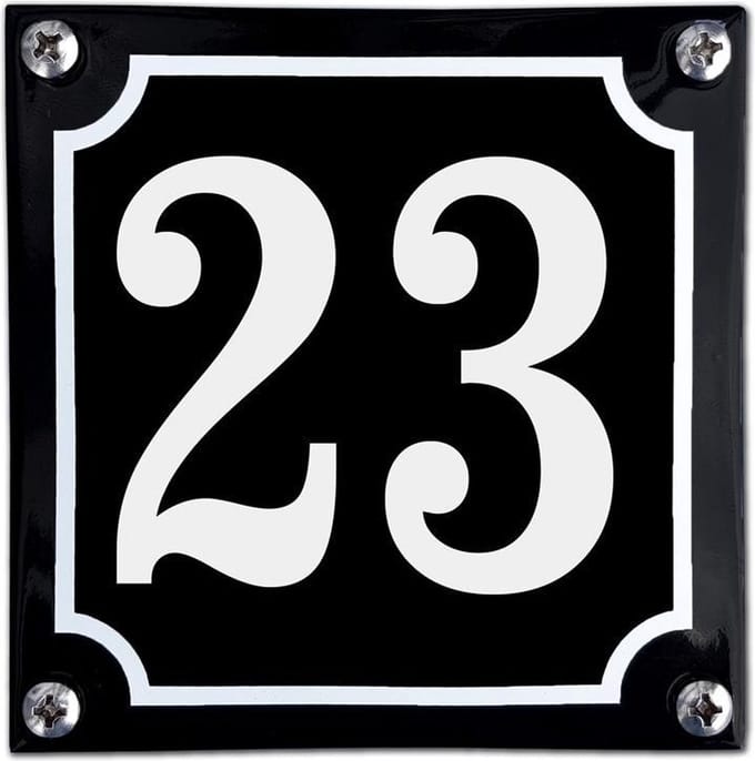 Zwart emaille huisnummer  - 23