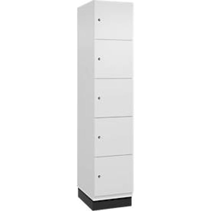 C+P Cambio lockerkast, 1 vak, 5 vakken, met plint, B 400 x D 525 x H 1980 mm, verkeerswit