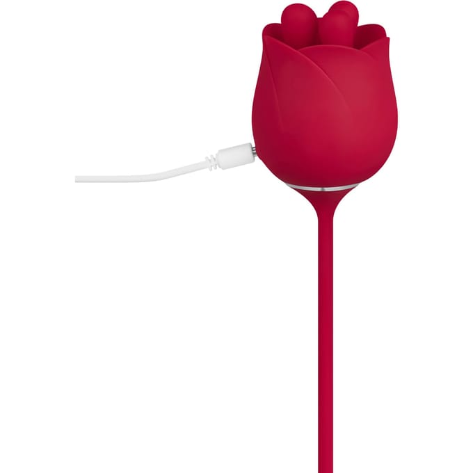 Roosvormige vibrator met bullet, 38,5 cm