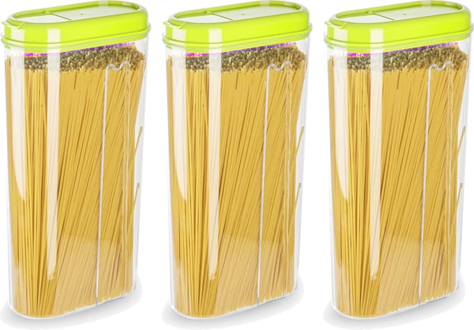 Plasticforte Voedselcontainer strooibus - 3x - groen - 2350 ml - kunststof - voorraadpotten