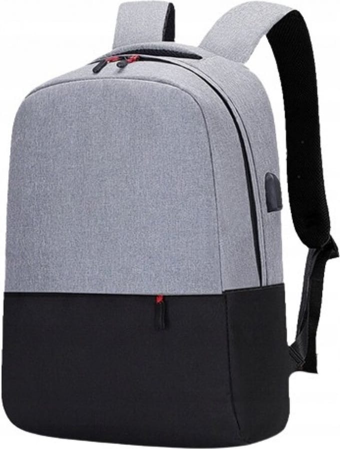 eCarla - Rugzak met USB poort - Grijs/zwart