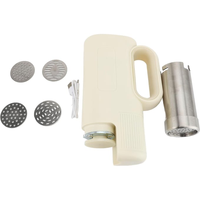 Handheld Elektrische Pastamaker 5 in 1 Draadloze Pastamachine Draagbare Noodlemaker met Vormen white