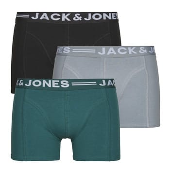 Jack & Jones Heren boxershorts trunks sense 3-pack effen grijs/blauw/zwart
