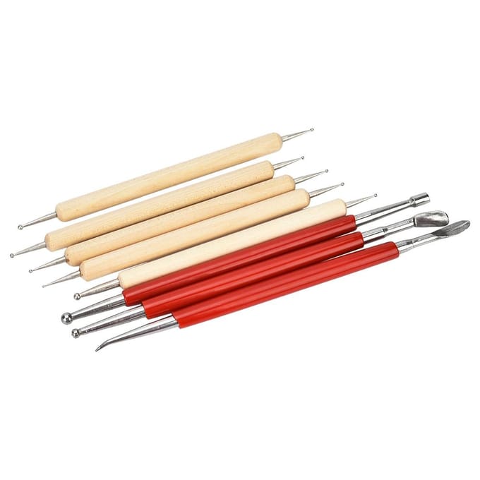 8 Stuks DIY Handgemaakte Leerbewerking Snijpen Gereedschap Lepel Dubbele Kop Punt Boor Pen Kit Set beige