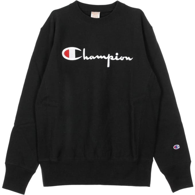 Herensweatshirt met ronde hals en omgekeerd geweven groot logo