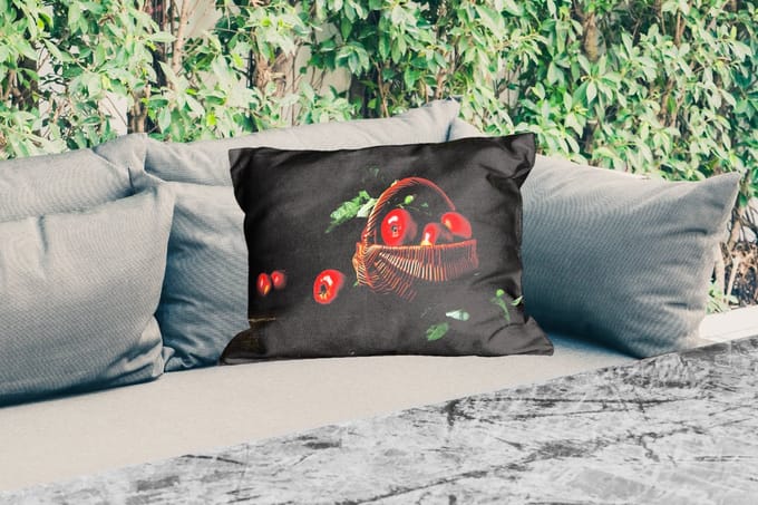 Buitenkussens - Tuin - Rustiek - Appel - Fruit - Rood - Mand - Stilleven - 50x30 cm