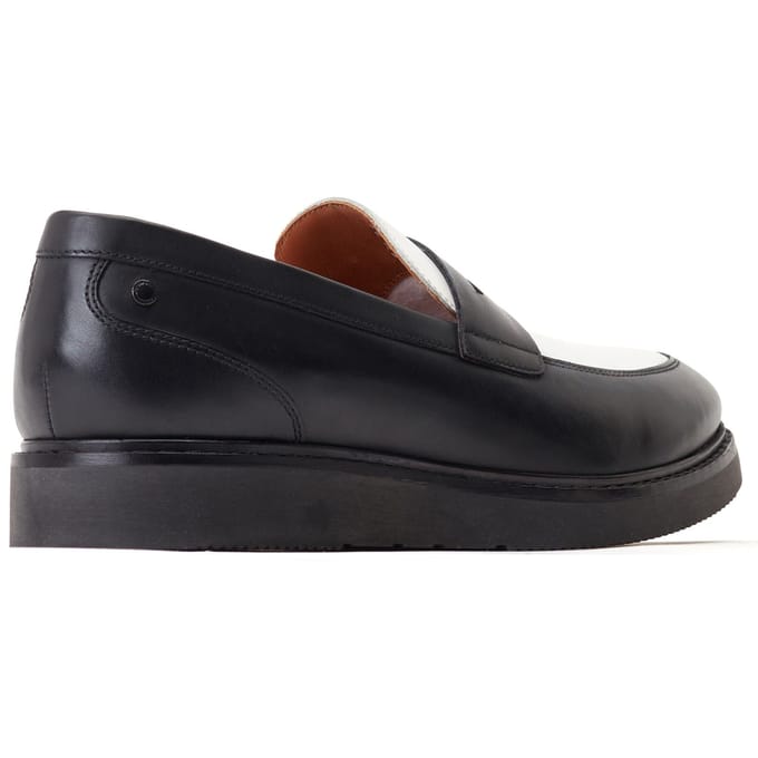 Base London Sid Leren Herenpantoffels Zwart/Wit