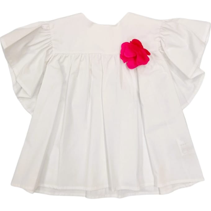 Nanan - Blusa Bianca C/Fore Fuxia E24489