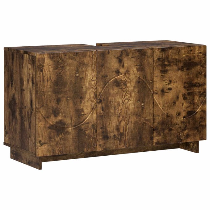 vidaXL - Badkamerkast - set - 3 - st - Gerookt - eiken - Bewerkt - hout