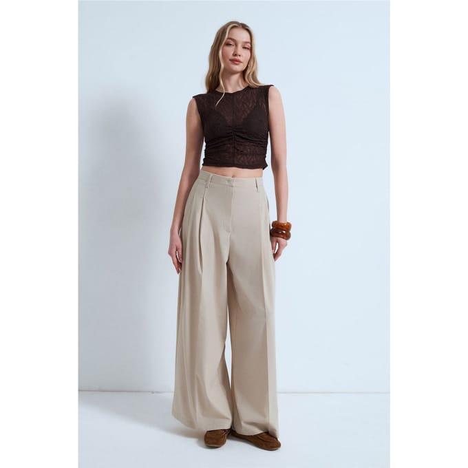 Mouwloze Kanten Geribde Blouse