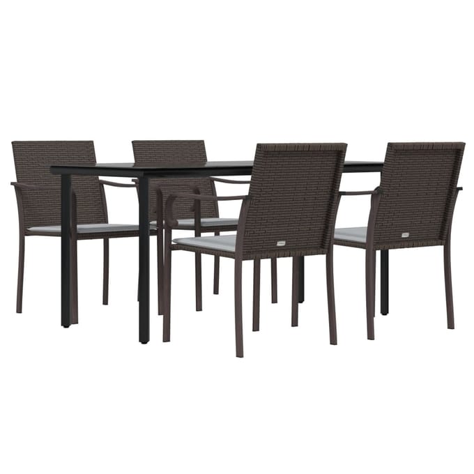 vidaXL - 5-delige - Tuinset - met - kussens - poly - rattan - en - staal