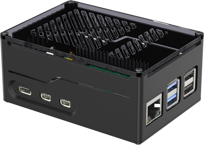 Metalen Behuizing voor Raspberry Pi 5 met PCIe M.2 NVMe SSD Ondersteuning