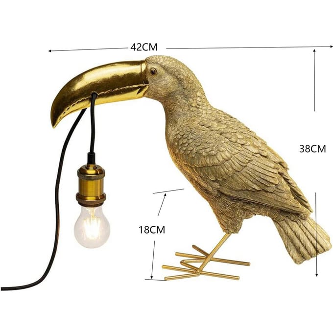 KARE tafellamp Toucan, goudkleurig, 42 cm hoog, E27
