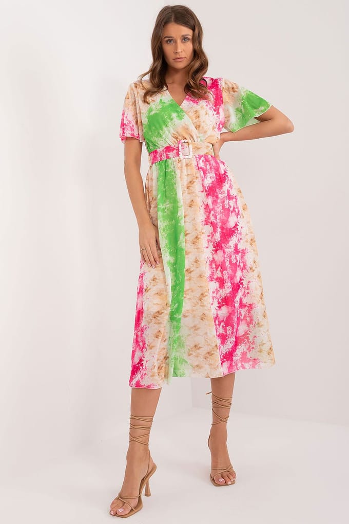 Tropical Fringe Wrap Dress - Fuchsia / Einheitsgröße