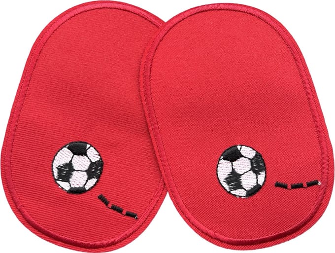 Knie Elleboog Strijk Stukken Patch Set Voetbal Rood 8 cm / 11.5 cm / Rood