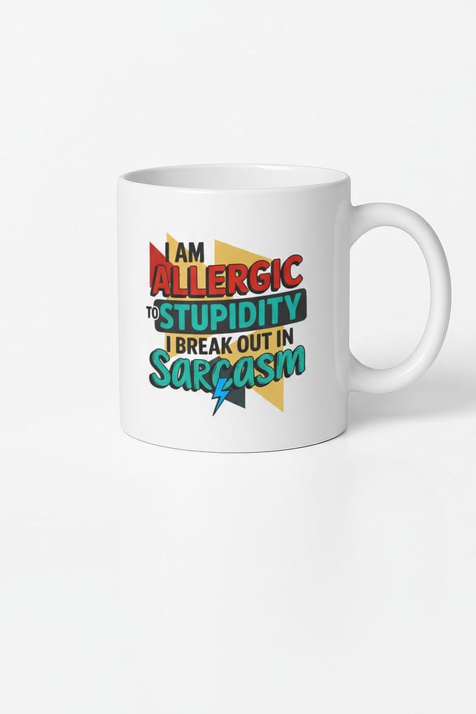 Allergic to Stupidity mok - Grappige koffiemok voor sarcasm liefhebbers
