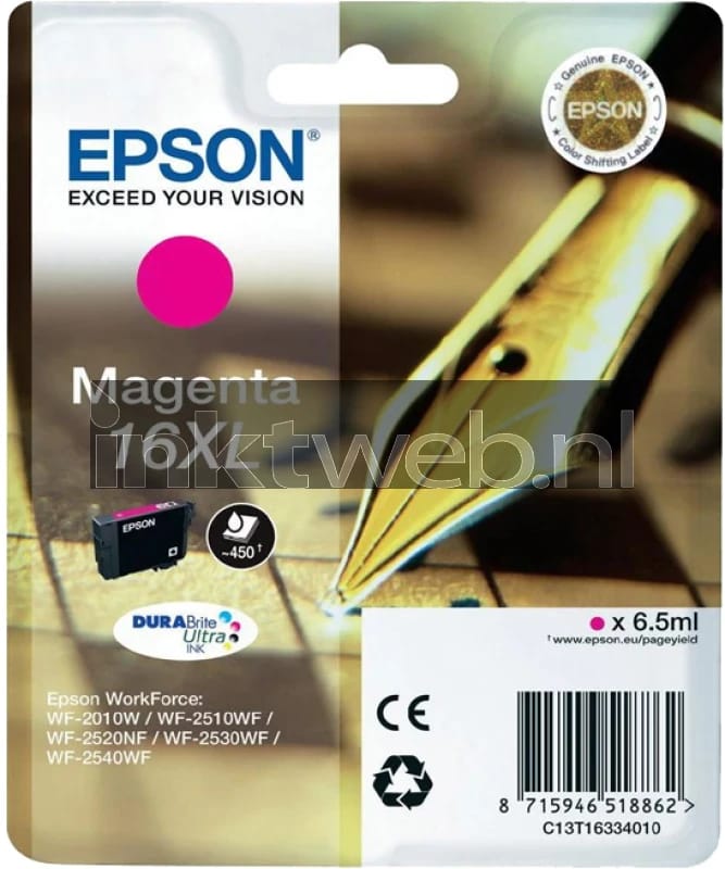 Epson Inktcartridge 16XL (C13T16334012) Magenta Hoge capaciteit
