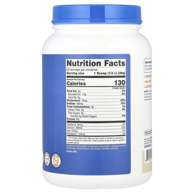 Nutricost, Concentré de Protéine de Whey, Vanille, 2 lbs (907 g)