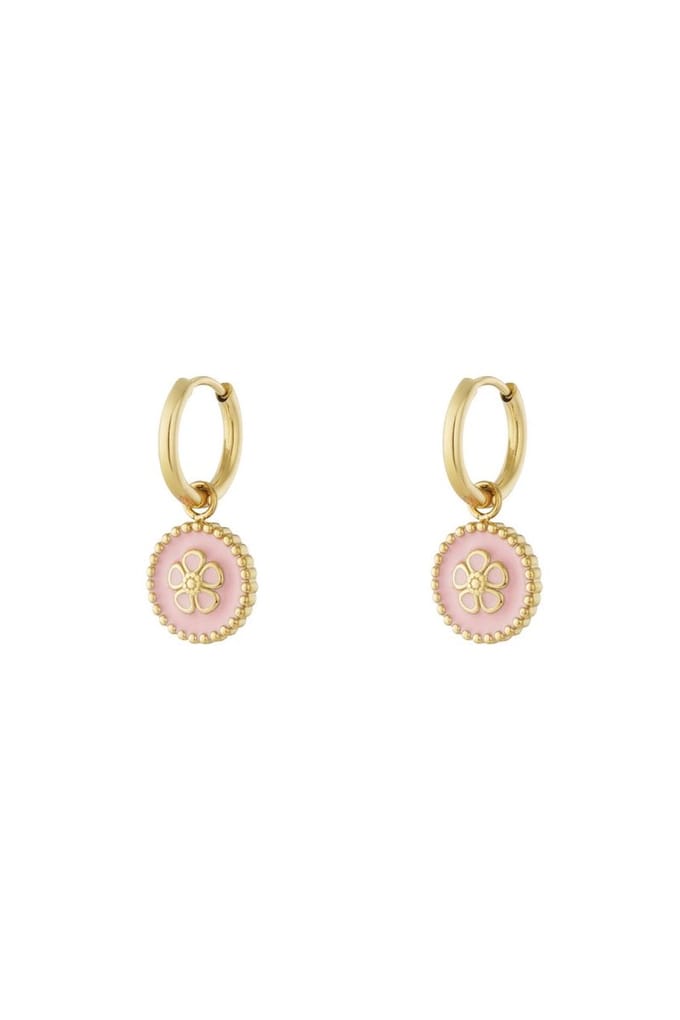 Oorbellen met een bloemenmotief Pink