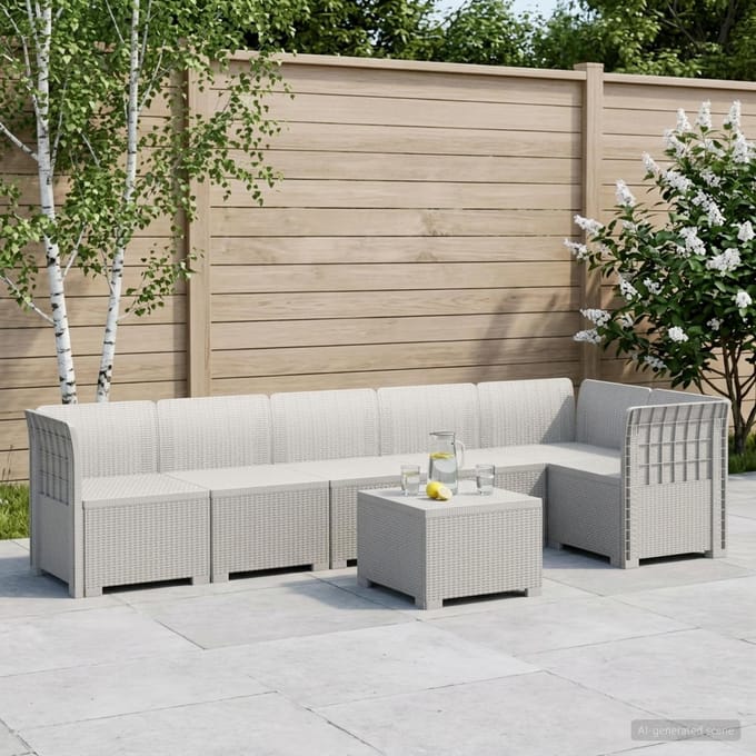 vidaXL - 6-Zits - Tuinbank - Rattan - uitstraling - PP - Wit