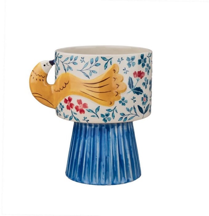 Aardewerk vaas floral bird