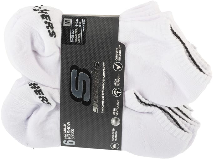 Skechers 6pk Core Lowcut Md Socks, Unisex, Wit, Sokken, maat: 35-39,5