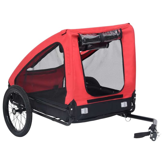 vidaXL - Hondenfietstrailer - rood - en - zwart