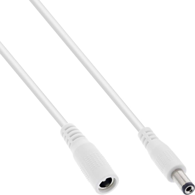 DC verlengkabel | 5,5 x 2,1mm | max. 24W | wit | 5 meter