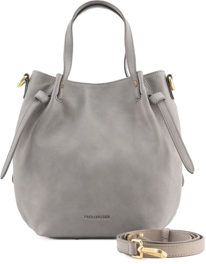 FREDsBRUDER Leren handtas schoudertas Just Easy Little Basket Light Grey Lichtgrijs