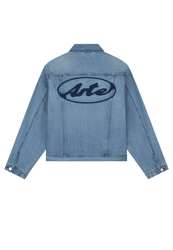 Jeans Man Circle Logo Jeans Jacket Denim Bleached