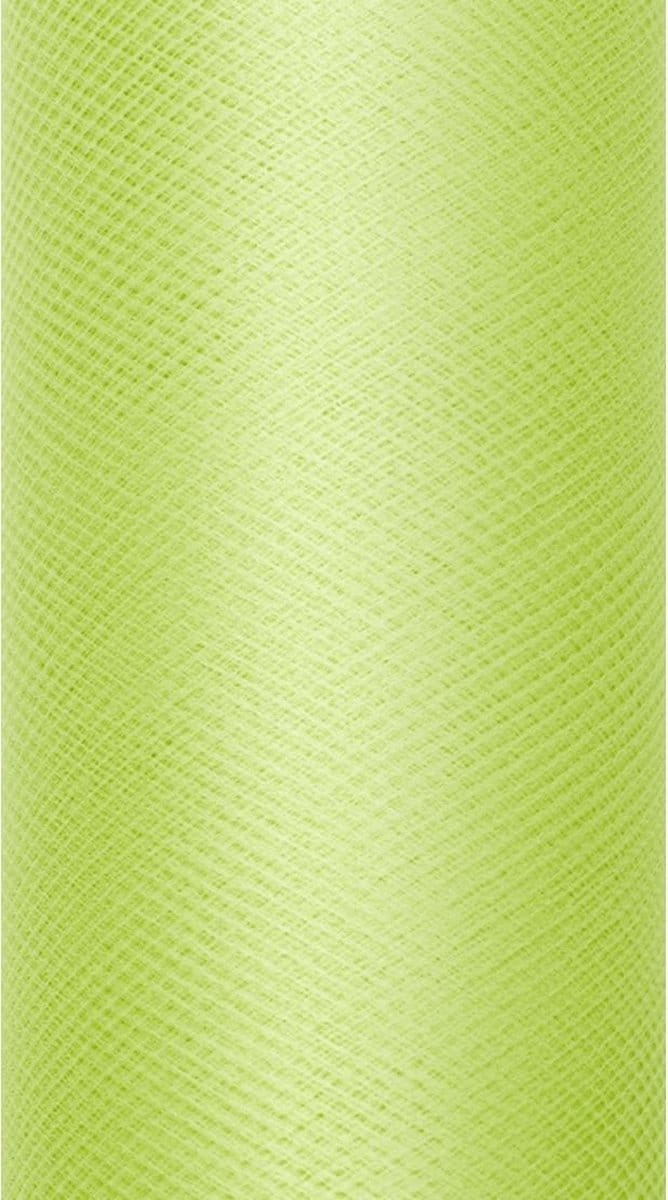 """Tule, licht groen, 0.15 x 9m (1 stuks/ 9 lm)"""