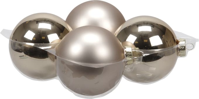 Bellatio decorations Kerstballen - 4 st - champagne - glas - 10 cm - mat/glans - Kerstboomversiering