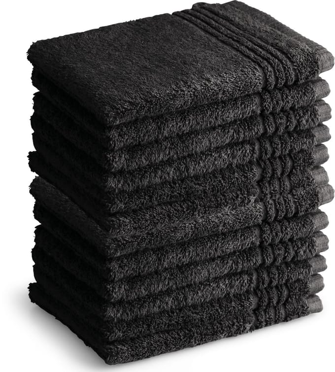 OUTLET BADTEXTIEL - set van 12 - washand 16x21 - zwart