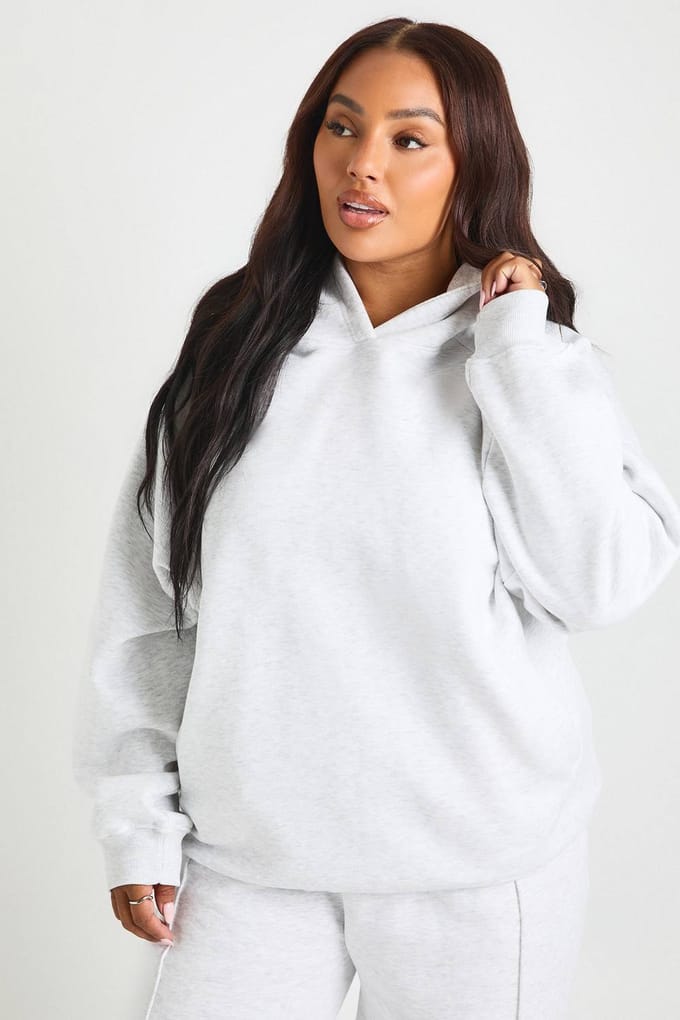 boohoo Dames Plus Core Basic Raglan Naad Oversized Hoodie | Asgrijs | Maat: 44