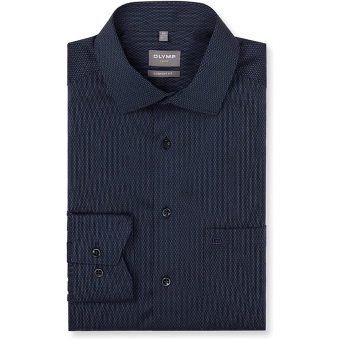OLYMP Luxor Overhemd, Comfort Fit, New Kent, Marineblauw